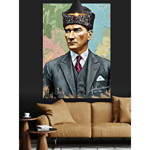 Klasik Mustafa Kemal Atatürk Portresi Dekoratif Kanvas - Mdf Ahşap Tablo 50x70 cm