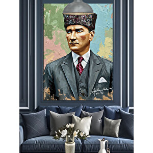 Klasik Mustafa Kemal Atatürk Portresi Dekoratif Kanvas - Mdf Ahşap Tablo