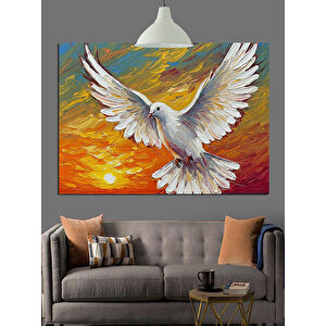 Beyaz Barış Güvercin Dekoratif Kanvas - Mdf Ahşap Tablo 70x100 cm
