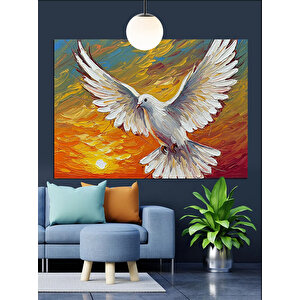 Beyaz Barış Güvercin Dekoratif Kanvas - Mdf Ahşap Tablo