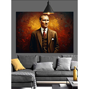 Takım Elbiseli Atatürk Çizimi Dekoratif Kanvas - Mdf Ahşap Tablo 25x35 cm