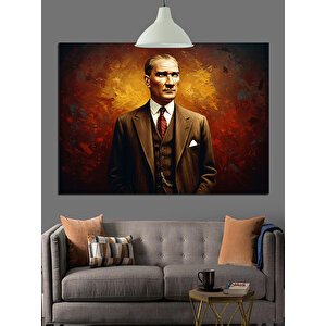 Takım Elbiseli Atatürk Çizimi Dekoratif Kanvas - Mdf Ahşap Tablo 25x35 cm