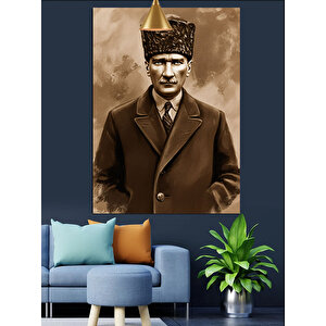 Mustafa Kemal Atatürk Portresi Dekoratif Kanvas - Mdf Ahşap Tablo