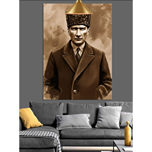 Mustafa Kemal Atatürk Portresi Dekoratif Kanvas - Mdf Ahşap Tablo 35x50 cm