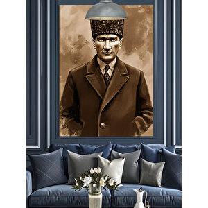 Mustafa Kemal Atatürk Portresi Dekoratif Kanvas - Mdf Ahşap Tablo 70x100 cm