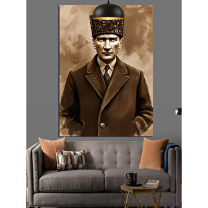 Mustafa Kemal Atatürk Portresi Dekoratif Kanvas - Mdf Ahşap Tablo 70x100 cm
