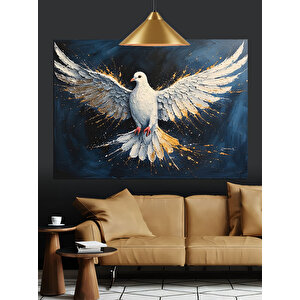 Kanat Çırpan Beyaz Güvercin Dekoratif Kanvas - Mdf Ahşap Tablo