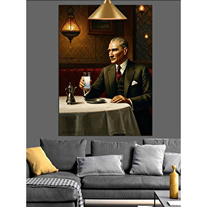 Mustafa Kemal Atatürk Ve Rakı Dekoratif Kanvas - Mdf Ahşap Tablo
