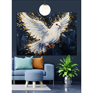 Kanat Çırpan Güvercin Dekoratif Kanvas - Mdf Ahşap Tablo 70x100 cm