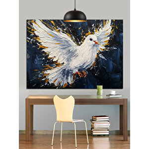 Kanat Çırpan Güvercin Dekoratif Kanvas - Mdf Ahşap Tablo 70x100 cm