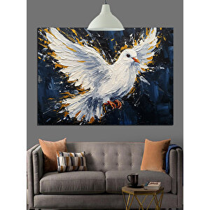 Kanat Çırpan Güvercin Dekoratif Kanvas - Mdf Ahşap Tablo 50x70 cm