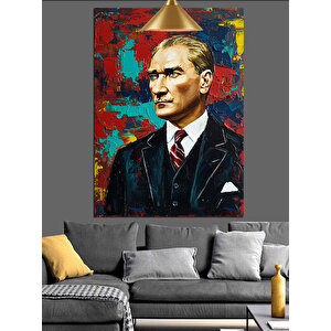 Fırça Darbeli Mustafa Kemal Atatürk Portresi Dekoratif Kanvas - Mdf Ahşap Tablo