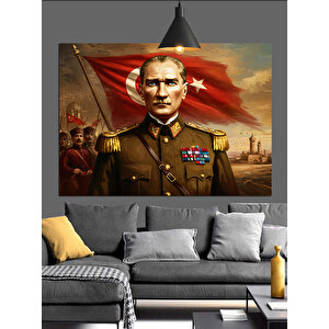 Askeri Üniformalı Atatürk Portresi Dekoratif Kanvas - Mdf Ahşap Tablo 25x35 cm