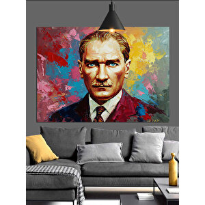 Soyut Renkli Atatürk Portresi Dekoratif Kanvas - Mdf Ahşap Tablo 35x50 cm