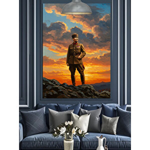 Dağ Zirvesinde Mustafa Kemal Atatürk Dekoratif Kanvas - Mdf Ahşap Tablo 70x100 cm