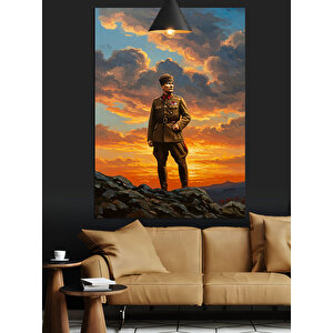 Dağ Zirvesinde Mustafa Kemal Atatürk Dekoratif Kanvas - Mdf Ahşap Tablo