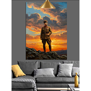 Dağ Zirvesinde Mustafa Kemal Atatürk Dekoratif Kanvas - Mdf Ahşap Tablo 35x50 cm