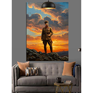 Dağ Zirvesinde Mustafa Kemal Atatürk Dekoratif Kanvas - Mdf Ahşap Tablo 35x50 cm