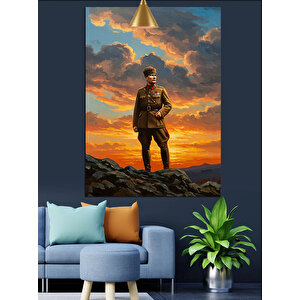Dağ Zirvesinde Mustafa Kemal Atatürk Dekoratif Kanvas - Mdf Ahşap Tablo