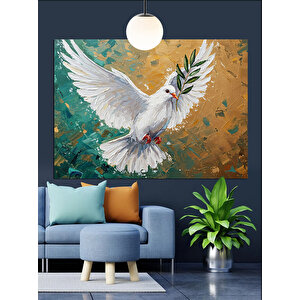 Zeytin Dalı Güvercin Dekoratif Kanvas - Mdf Ahşap Tablo
