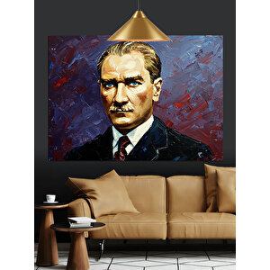 Mustafa Kemal Atatürk Portresi Dekoratif Kanvas - Mdf Ahşap Tablo