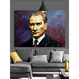 Mustafa Kemal Atatürk Portresi Dekoratif Kanvas - Mdf Ahşap Tablo