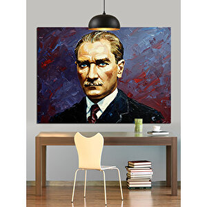 Mustafa Kemal Atatürk Portresi Dekoratif Kanvas - Mdf Ahşap Tablo 50x70 cm