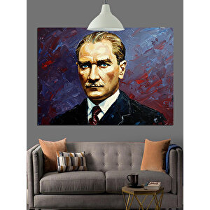 Mustafa Kemal Atatürk Portresi Dekoratif Kanvas - Mdf Ahşap Tablo 35x50 cm