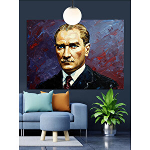 Mustafa Kemal Atatürk Portresi Dekoratif Kanvas - Mdf Ahşap Tablo 35x50 cm
