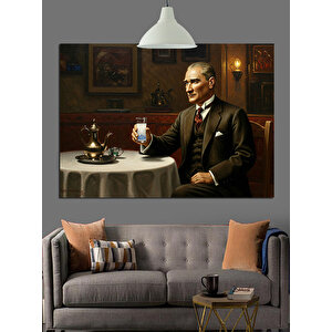 Rakı Ve Mustafa Kemal Atatürk Dekoratif Kanvas - Mdf Ahşap Tablo 25x35 cm