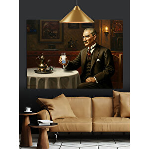 Rakı Ve Mustafa Kemal Atatürk Dekoratif Kanvas - Mdf Ahşap Tablo