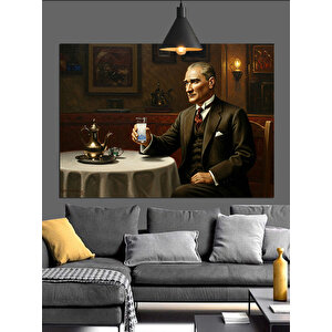Rakı Ve Mustafa Kemal Atatürk Dekoratif Kanvas - Mdf Ahşap Tablo