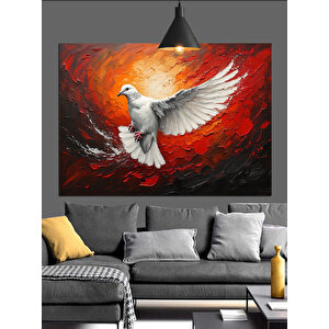 Alevli Fon Üzerinde Beyaz Güvercin Dekoratif Kanvas - Mdf Ahşap Tablo