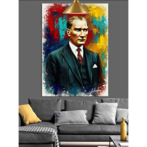 Renkli Soyut Atatürk Tablosu Dekoratif Kanvas - Mdf Ahşap Tablo 35x50 cm