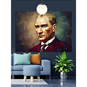 Mustafa Kemal Atatürk Portresi Dekoratif Kanvas - Mdf Ahşap Tablo 35x50 cm