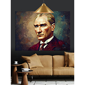 Mustafa Kemal Atatürk Portresi Dekoratif Kanvas - Mdf Ahşap Tablo 35x50 cm