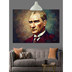 Mustafa Kemal Atatürk Portresi Dekoratif Kanvas - Mdf Ahşap Tablo