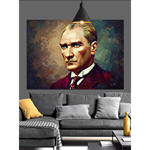Mustafa Kemal Atatürk Portresi Dekoratif Kanvas - Mdf Ahşap Tablo 50x70 cm