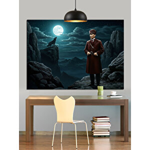 Dağ Zirvesinde Atatürk Silüeti Dekoratif Kanvas - Mdf Ahşap Tablo 50x70 cm