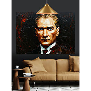 Yağlıboya Fırça Darbeli Atatürk Dekoratif Kanvas - Mdf Ahşap Tablo 70x100 cm