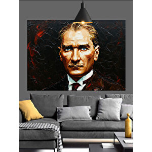 Yağlıboya Fırça Darbeli Atatürk Dekoratif Kanvas - Mdf Ahşap Tablo 70x100 cm