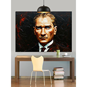 Yağlıboya Fırça Darbeli Atatürk Dekoratif Kanvas - Mdf Ahşap Tablo