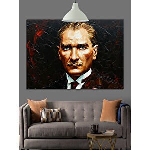 Yağlıboya Fırça Darbeli Atatürk Dekoratif Kanvas - Mdf Ahşap Tablo 70x100 cm