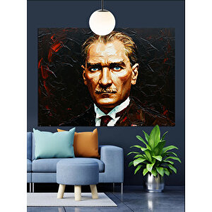 Yağlıboya Fırça Darbeli Atatürk Dekoratif Kanvas - Mdf Ahşap Tablo