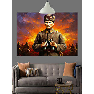 Askerî Üniformalı Atatürk Dekoratif Kanvas - Mdf Ahşap Tablo