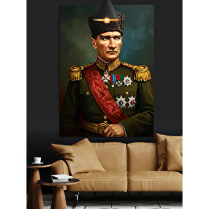 Üniformalı Mustafa Kemal Atatürk Dekoratif Kanvas - Mdf Ahşap Tablo 25x35 cm