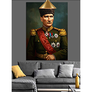 Üniformalı Mustafa Kemal Atatürk Dekoratif Kanvas - Mdf Ahşap Tablo
