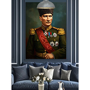 Üniformalı Mustafa Kemal Atatürk Dekoratif Kanvas - Mdf Ahşap Tablo