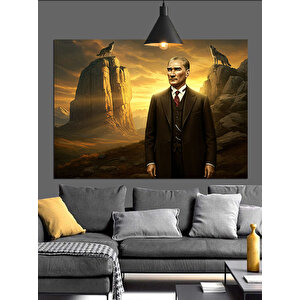 Kanyon Önünde Atatürk Portresi Dekoratif Kanvas - Mdf Ahşap Tablo 70x100 cm