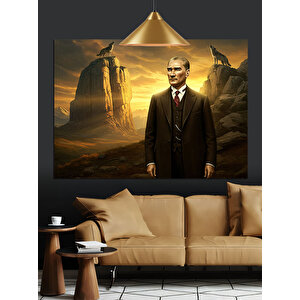 Kanyon Önünde Atatürk Portresi Dekoratif Kanvas - Mdf Ahşap Tablo 50x70 cm